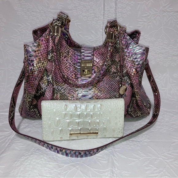 RARE Brahmin Elisa in Berry Opal Seville w/ coordinating Ady wallet - Picture 3 of 6